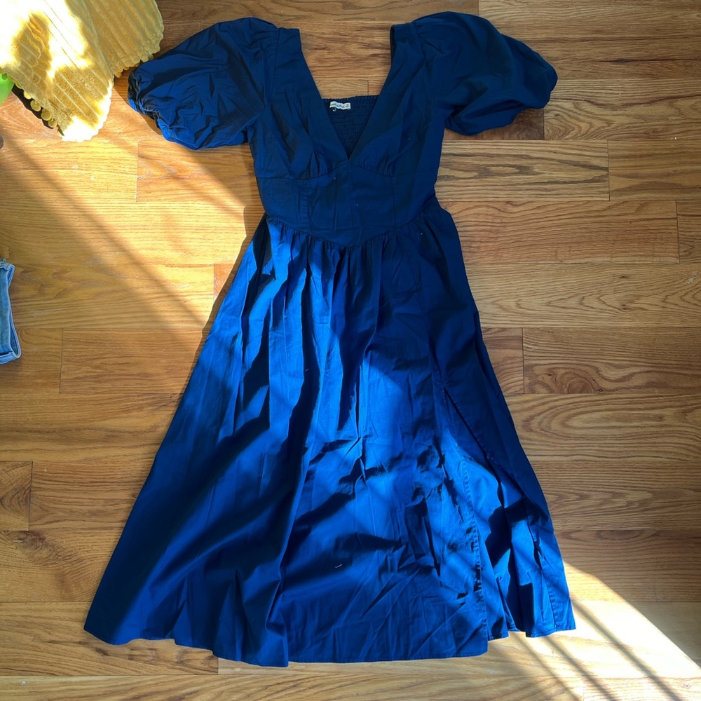 Cobalt Blue Abercrombie Puff-Sleeve Dress